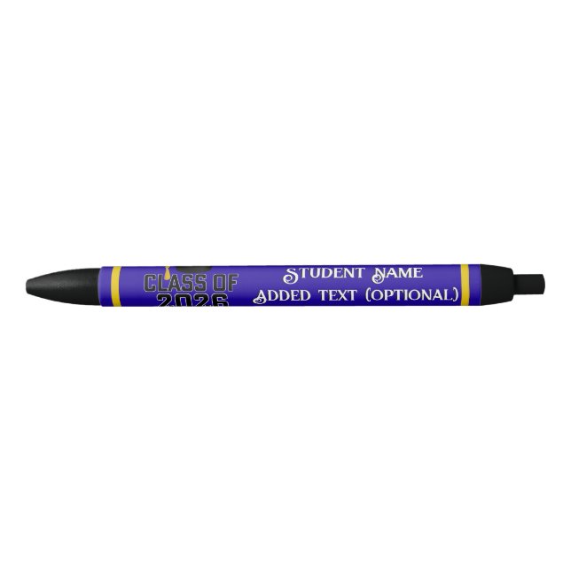 Stylo Noir Classe Letterman de 2026 Graduation (Devant)