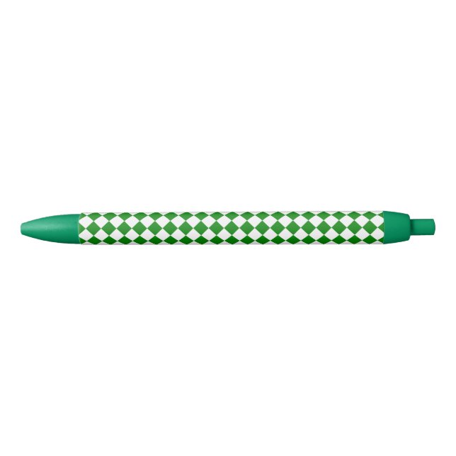 Stylo Noir Classique motif chevron vert et blanc gras (Devant)