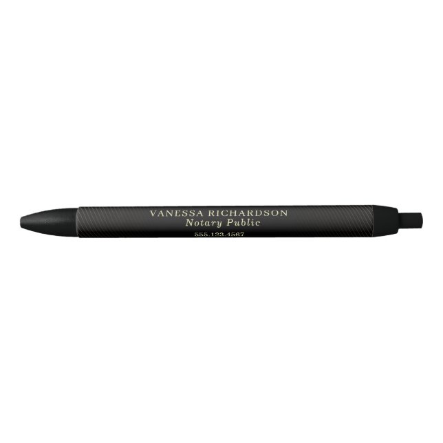 Stylo Noir Classique Notaire Public en Noir & Or  (Devant)