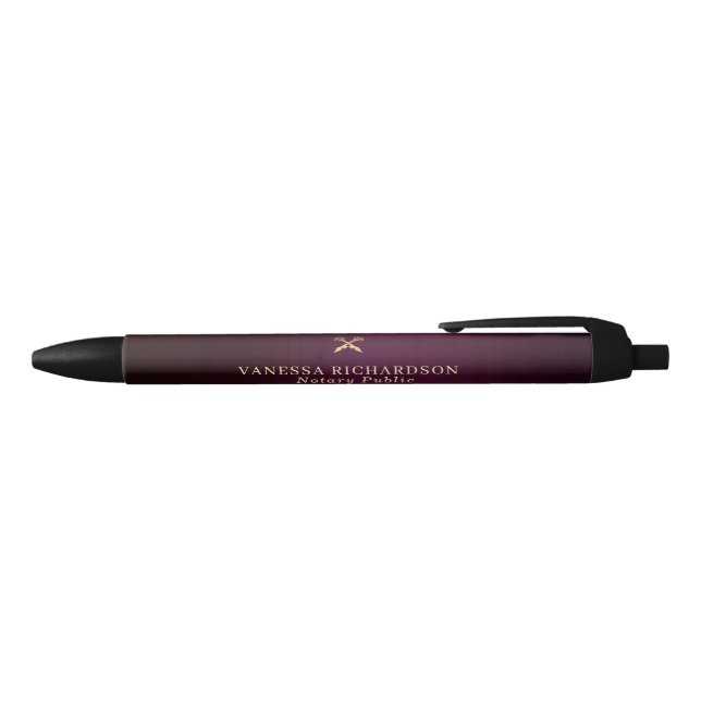 Stylo Noir Classique Violet Or Promotion Notaire Public  (Haut)