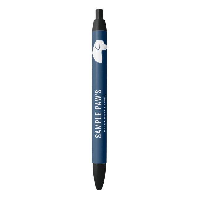 Stylo Noir Clinique vétérinaire Blue & White Dog Silhouette (devant Vertical)