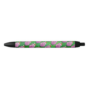 Stylo Noir Cochon de vacances à Santa Hat Motif sur Vert