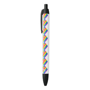 Stylo Noir Cœur arc-en-ciel de fierté 