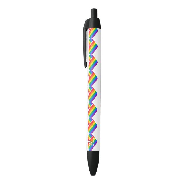 Stylo Noir Cœur arc-en-ciel de fierté  (Haut (Vertical))