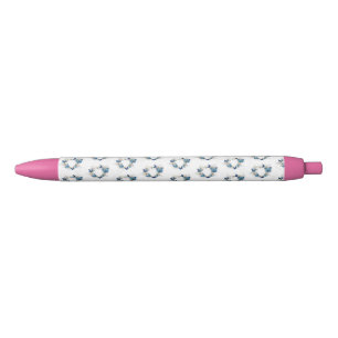 Stylo Noir Coeur bijoux avec papillons Morpho