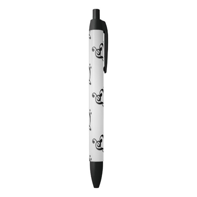 Stylo Noir Cœur de Clé de Musique (Bas (Vertical))