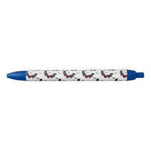 Stylo Noir Cœur d'Halloween avec ailes de chauve-souris noire