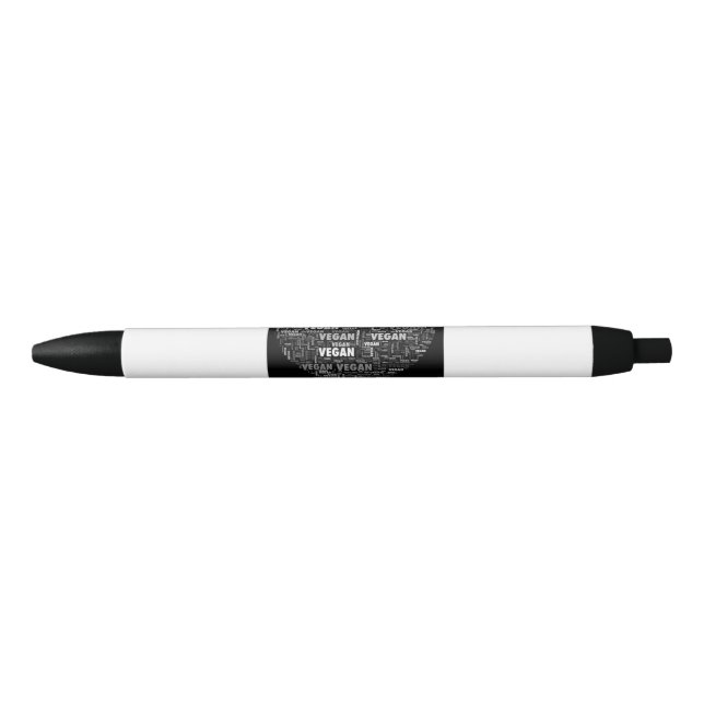 Stylo Noir Coeur végétalien d'amour (Devant)