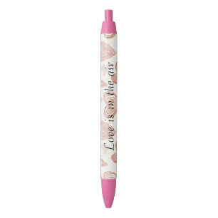 Stylo Noir Cœurs d'amour de crème rosée
