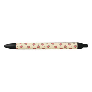 Stylo Noir Coeurs d'amour rouges