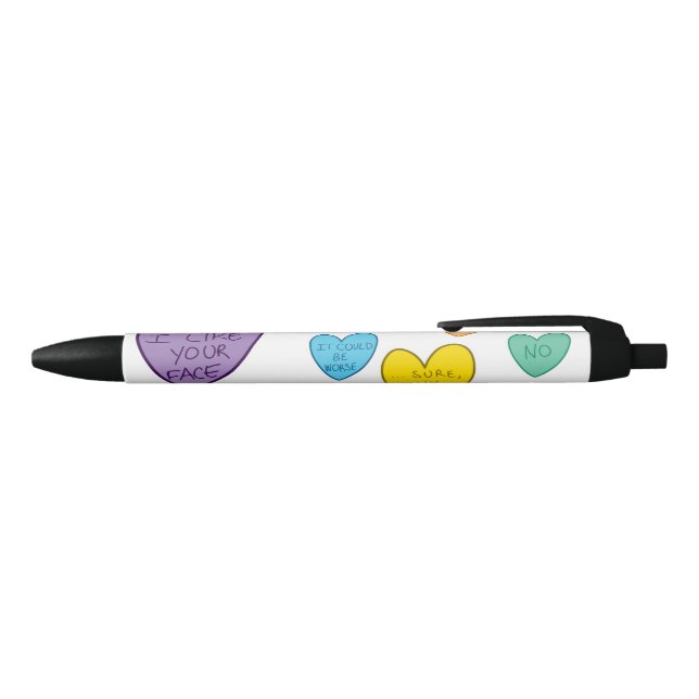 Stylo Noir Coeurs de bonbons (Haut)