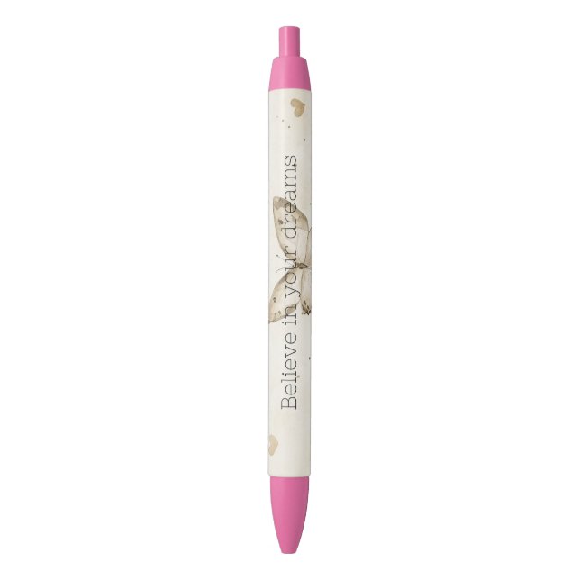 Stylo Noir Cœurs de crème Papillons de Noël (devant Vertical)