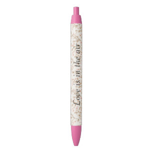 Stylo Noir Cœurs de crème rose Amour