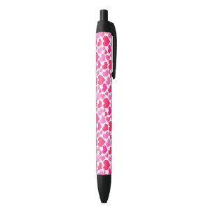 Stylo Noir Coeurs de roses indien éclatant avec amour