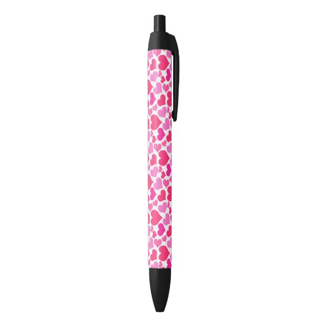 Stylo Noir Coeurs de roses indien éclatant avec amour (Bas (Vertical))