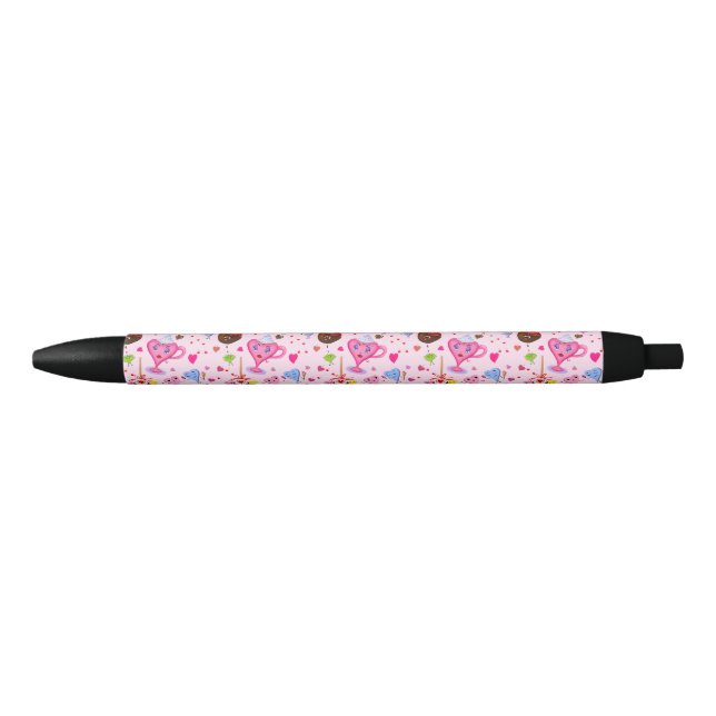 Stylo Noir Cœurs doux célébrant partout  (Devant)