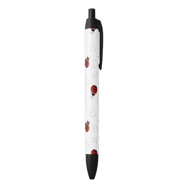Stylo Noir Coeurs noirs de l'amant de l'insecte rouge Ladybug (Bas (Vertical))