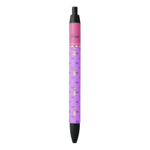 Stylo Noir Coeurs pourpres en pastel personnalisés