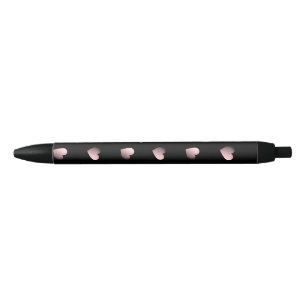 Stylo Noir Coeurs rose3D sur noir