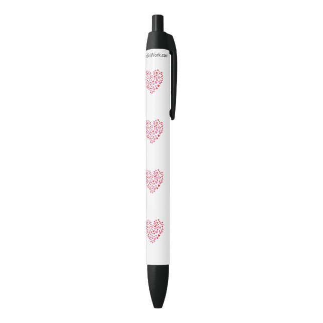 Stylo Noir Coeurs Rouge Et Rose (Bas (Vertical))
