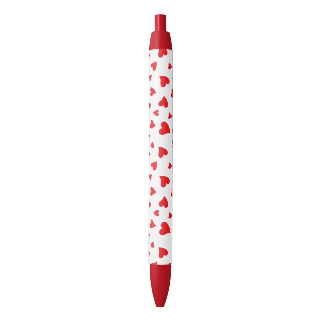 Stylo Noir Coeurs rouges (devant Vertical)