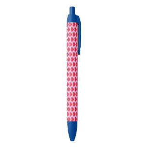Stylo Noir ❤️ Coeurs rouges mignons rose et bleu