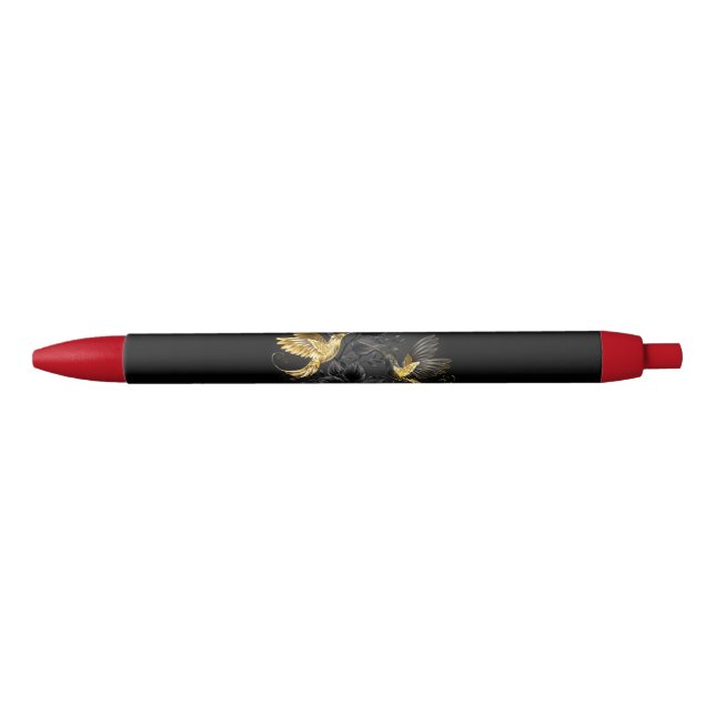 Stylo Noir Colibri noir et or (Devant)