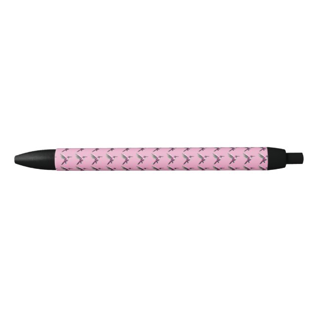 Stylo Noir Colibri rose (Devant)