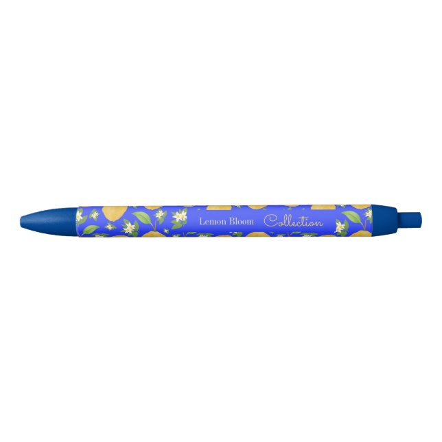 Stylo Noir Collection Lemon Bloom motif bleu (Devant)