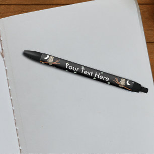 Stylo Noir Collier de hibou Brown vintage Crescent Lune Étoil