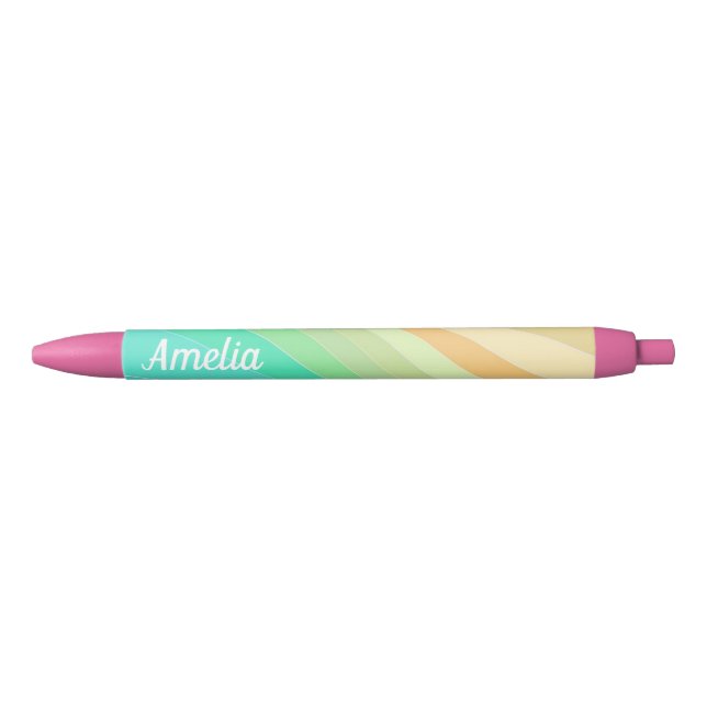 Stylo Noir Colorful Modern Pastel Waves Pattern Personalised (Devant)