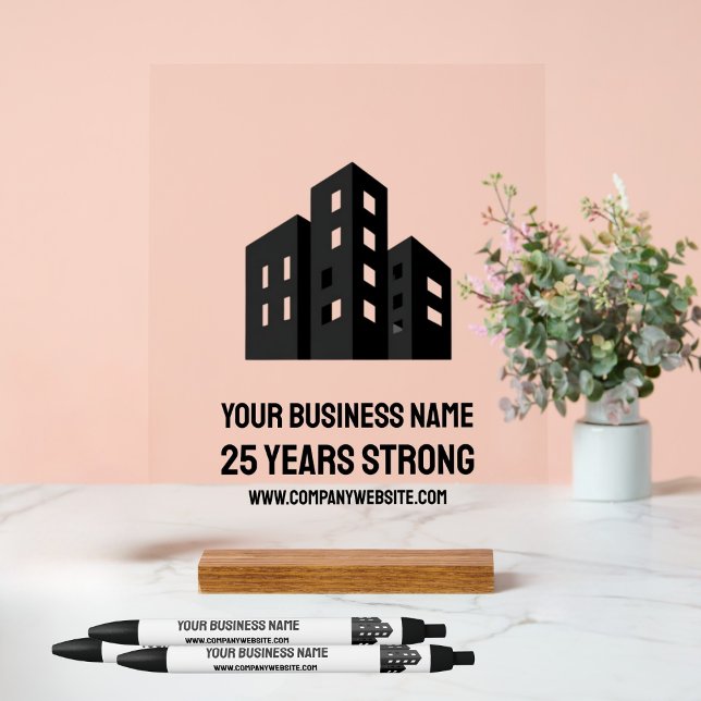 Stylo Noir Company Business Logo Celebrating # Years Custom (Créateur téléchargé)