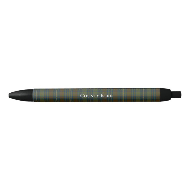Stylo Noir Comté Kerr Tartan personnalisable (Devant)