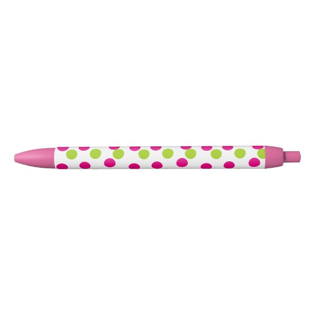 Stylo Noir Conception Abstraite de points rose et vert (Devant)