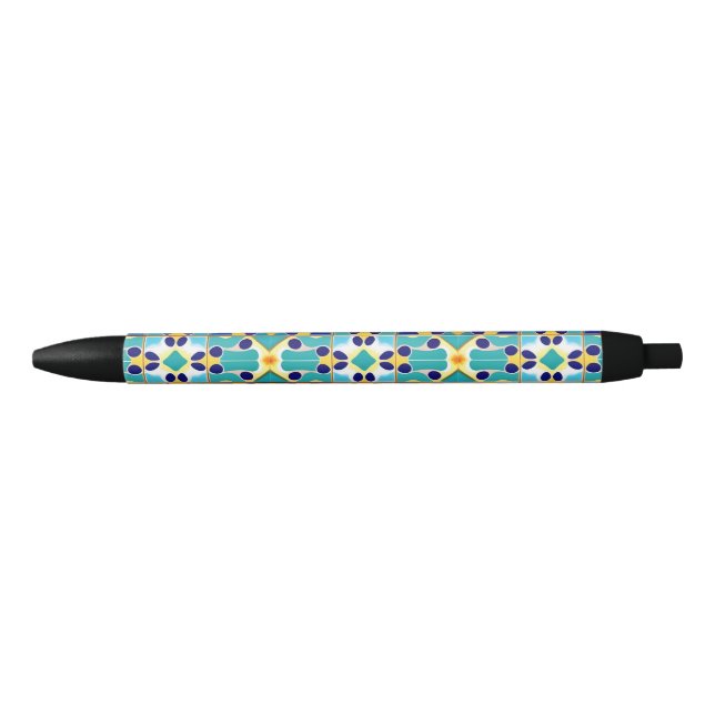 Stylo Noir Conception Abstraite Géométrique Colorée (Devant)