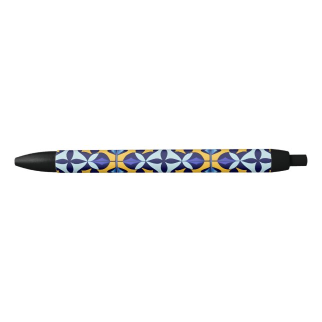 Stylo Noir Conception Abstraite Géométrique Colorée (Devant)