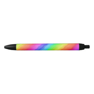 Stylo Noir Conception de arc-en-ciel coloré diagonal ondulé