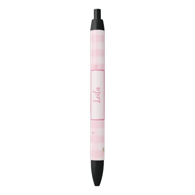 Stylo Noir Conception de nom de script à nœud cerise en vichy (devant Vertical)