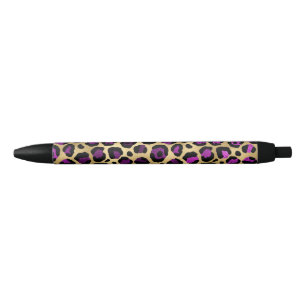 Stylo Noir Conception de série Leopard violet et or 4