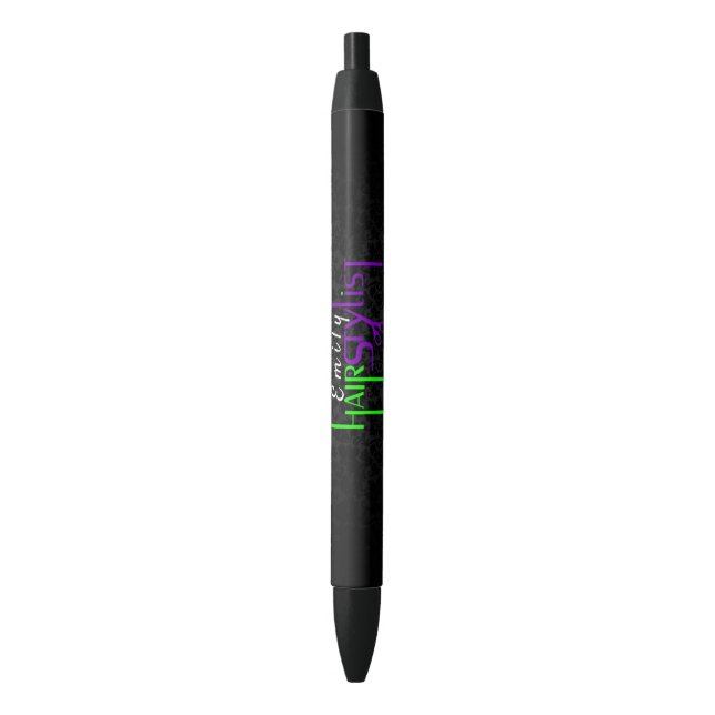 Stylo Noir Conception De Texte Vert Et Violet (devant Vertical)