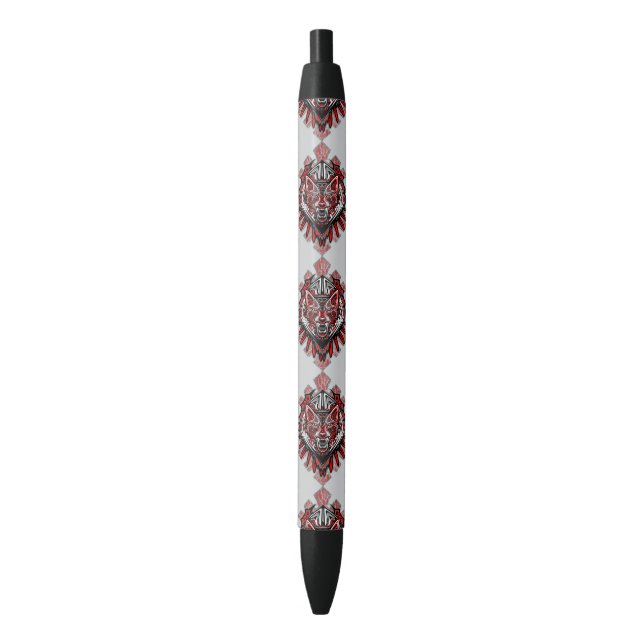Stylo Noir Conception de totem tribal Haida Loup (devant Vertical)