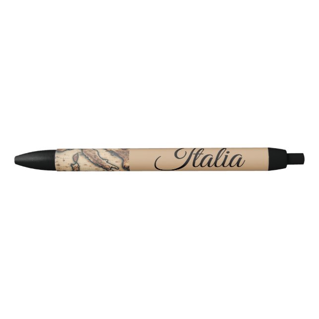 Stylo Noir Conception exclusive de carte antique d'Italie (Devant)
