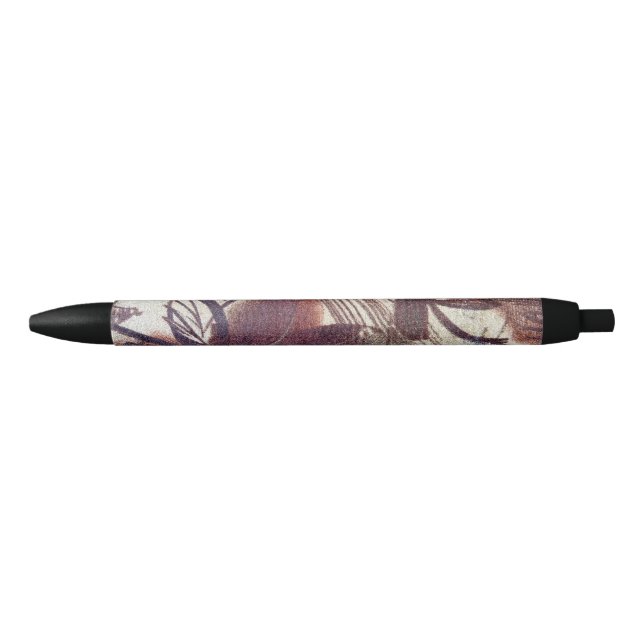 Stylo Noir Conception florale marron abstraite 1 (Devant)