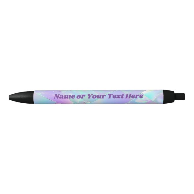 Stylo Noir Conception iridescente sarcelle et violette, nom o (Devant)