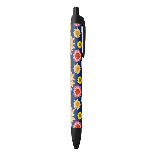 Stylo Noir Conception multicolore de tournesols (Bas (Vertical))