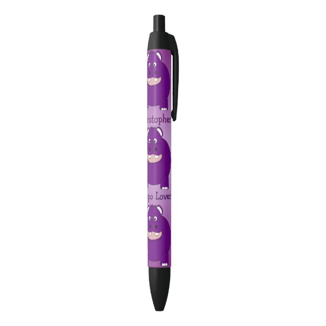 Stylo Noir Conception personnalisée d'hippopotame (Bas (Vertical))