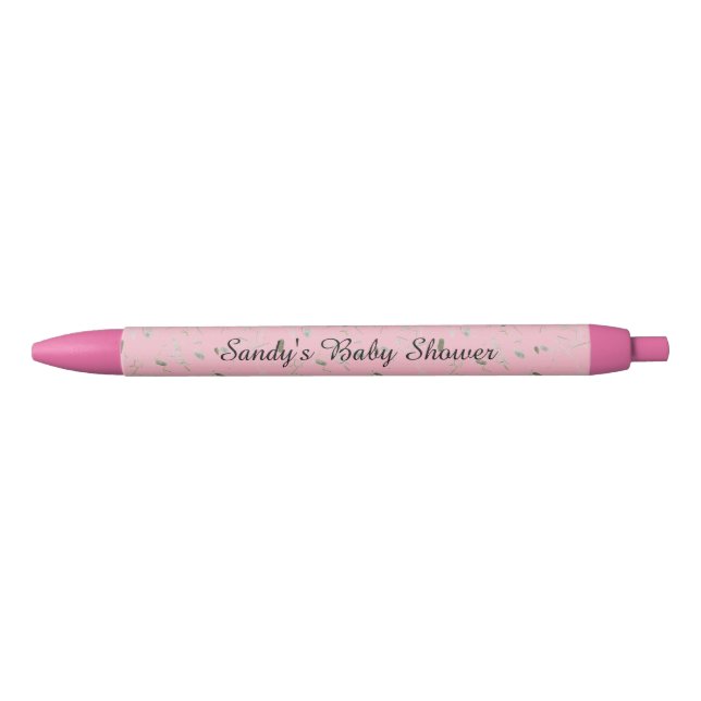 Stylo Noir Conception rose personnalisée (Devant)