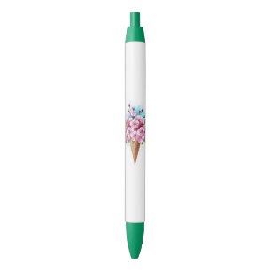 Stylo Noir Cône rose Sakura crème glacée gaufre