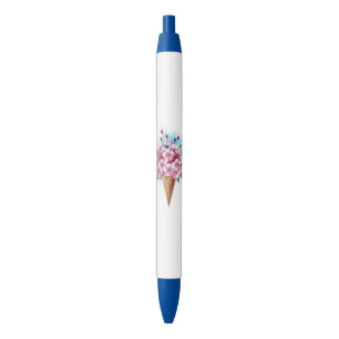Stylo Noir Cône rose Sakura crème glacée gaufre