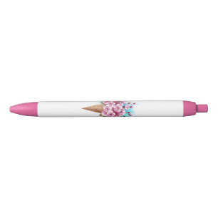 Stylo Noir Cône rose Sakura crème glacée gaufre